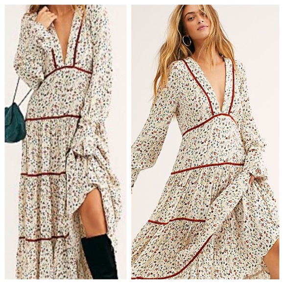 Free People Dresses & Skirts - FREE PEOPLE Take A Little Time Women’s 4 Cream Maxi Dress Cottagecore Renfaire